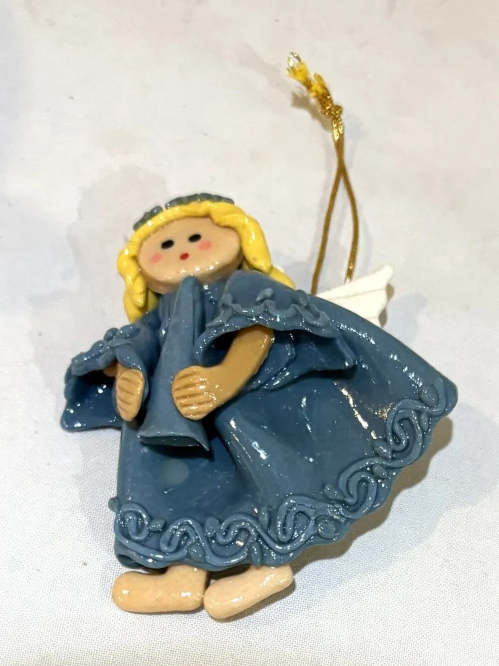 Handcrafted Camari Masapan Bread Dough Angel Ornament Made in Ecuador